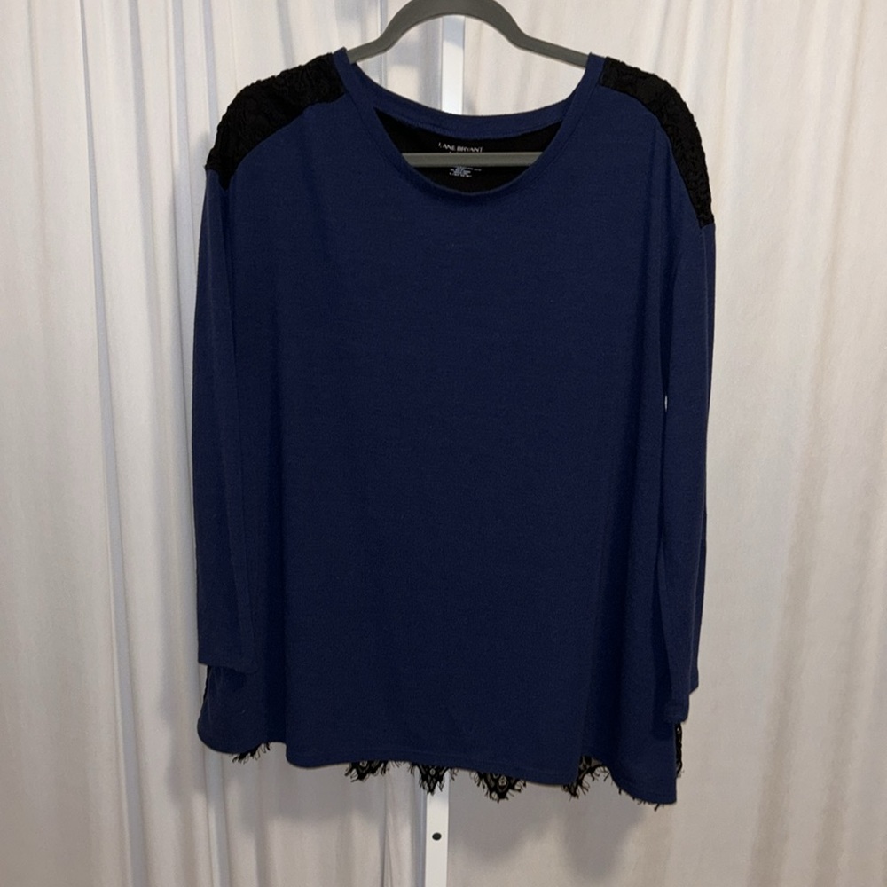 Lane Bryant Lace Back Long Sleeve Blouse 14/16